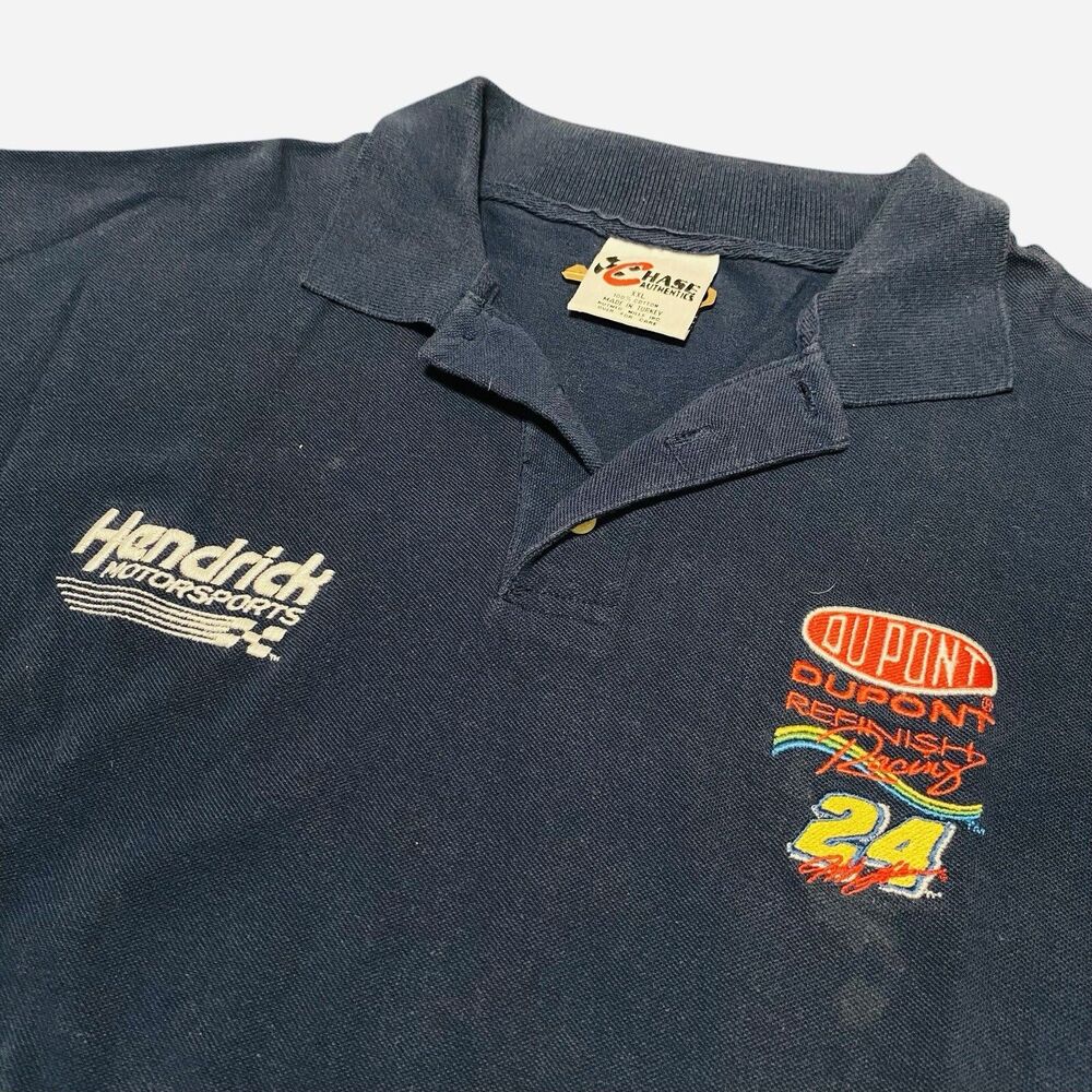 Vintage NASCAR Jeff Gordon Polo Shirt Collard Top 24 Navy Used 2XL XXL 90s